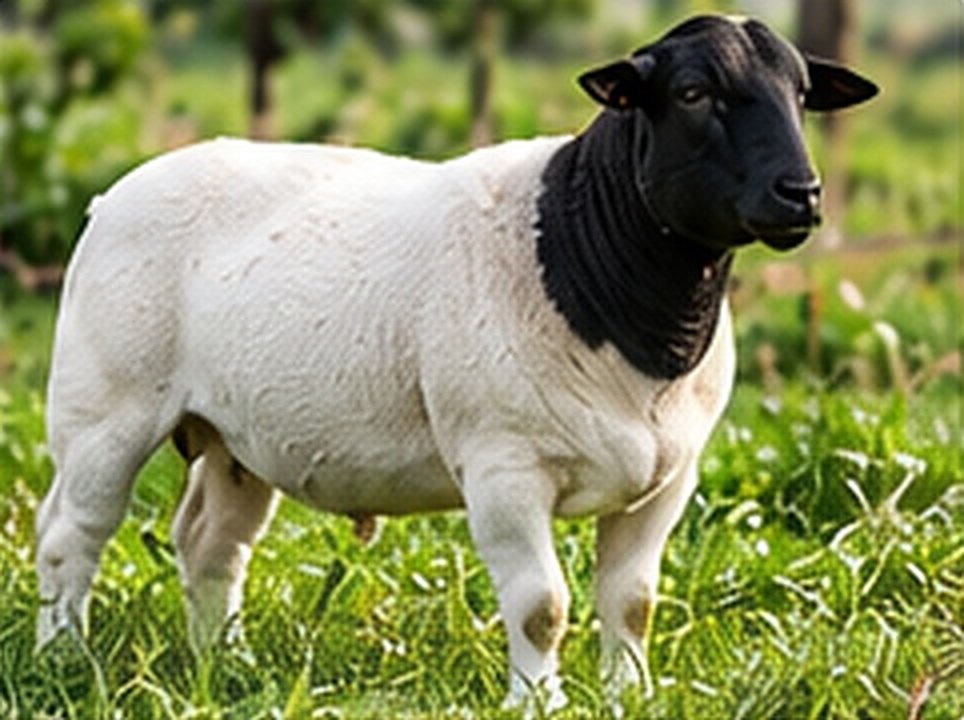 Pure Dorper sheep standing on pasture