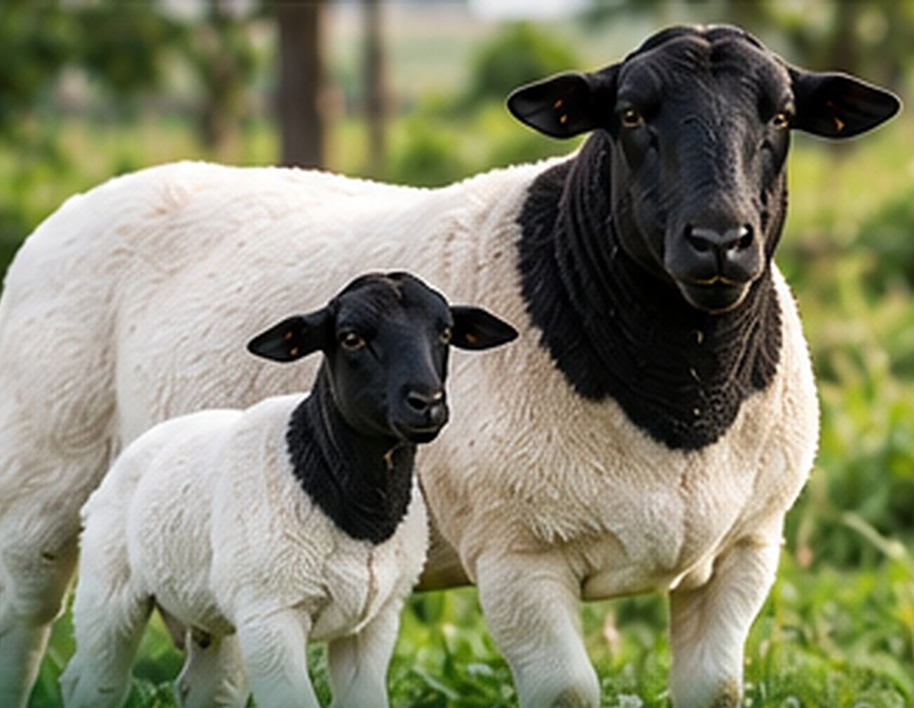 Dorper ewe with her lamb on pasture at Vinfarm