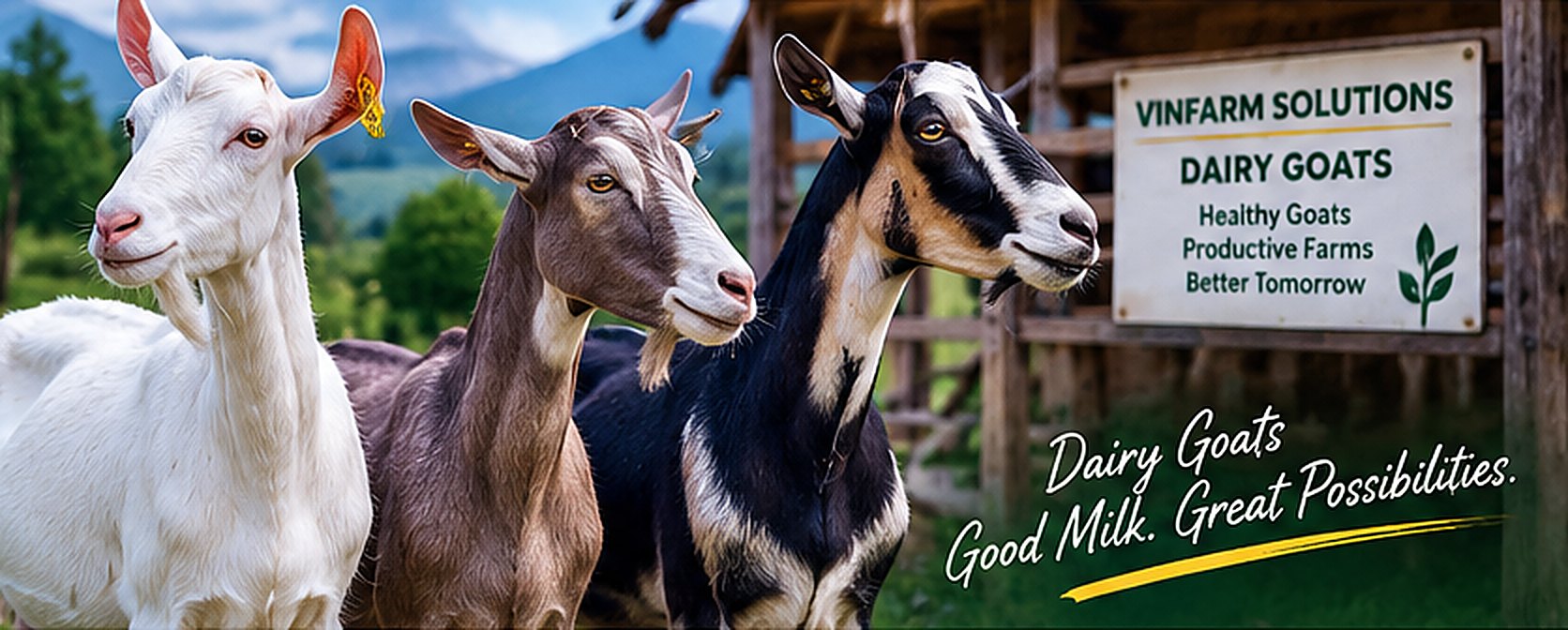 Saanen, Toggenburg and British Alpine dairy goats at Vinfarm Solutions